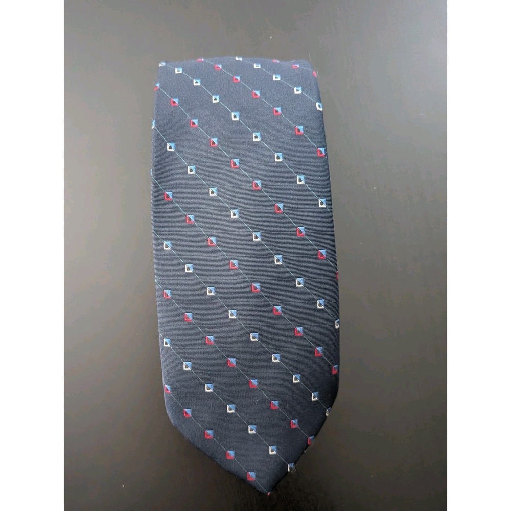 Vintage Royal Park Geometric Pattern Tie Silk Blend 60" Slim‎ USA